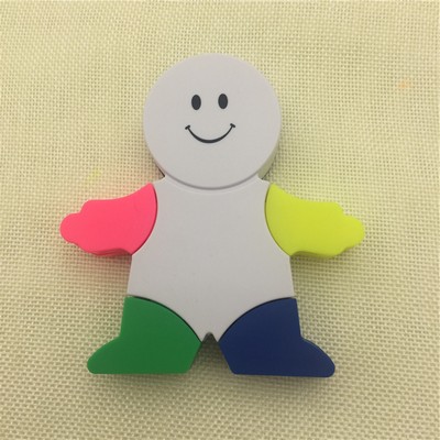 Multi-Functional Robot Shaped 4 Colors Highlighter With Brush